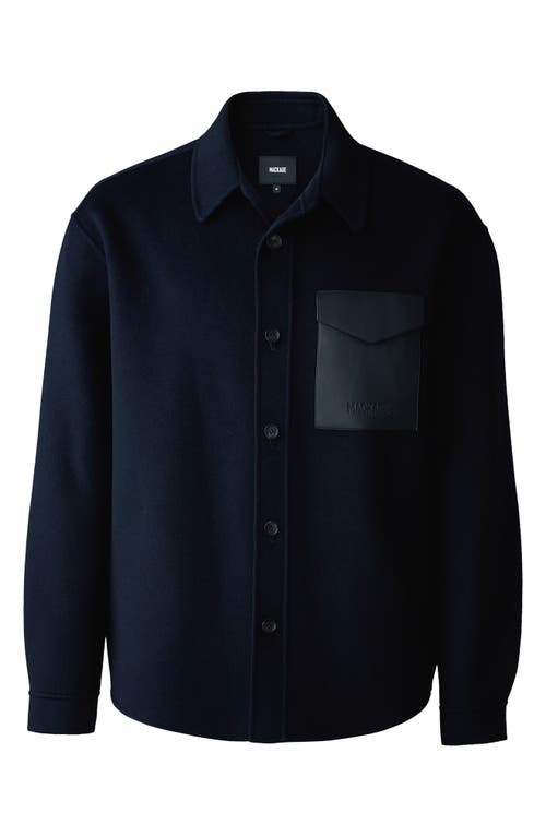 Shop Mackage Emmanuel Double Face Wool Overshirt In Navy