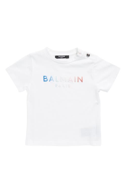 Balmain Gradient Logo Graphic Tee in 100 White