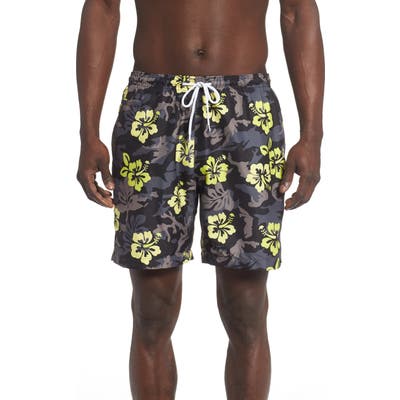 Trunks Surf & Swim Co. Sano Hibiscus Print Swim Trunks, Black