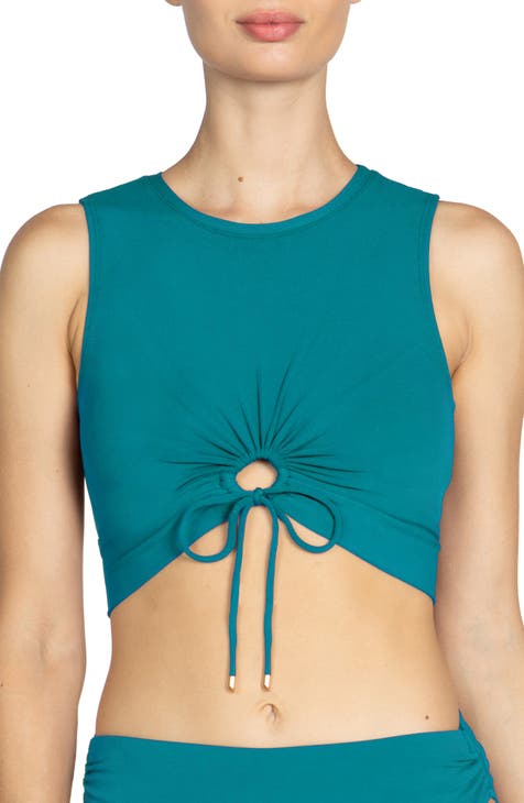 Gym Crop Top, Viola Ruffle Crop Top