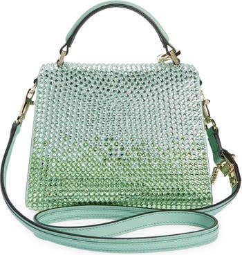 Valentino Small Vsling Shiny Calfskin Shoulder Bag With Crystal  Embellishments