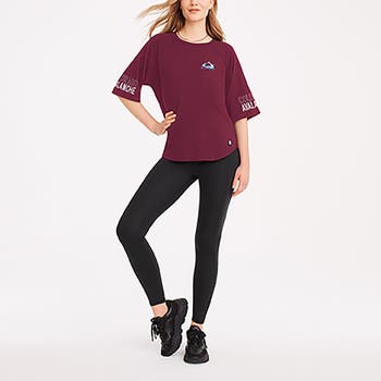 Women's Colorado Avalanche DKNY Sport Burgundy Diana Tri-Blend Oversized  T-Shirt