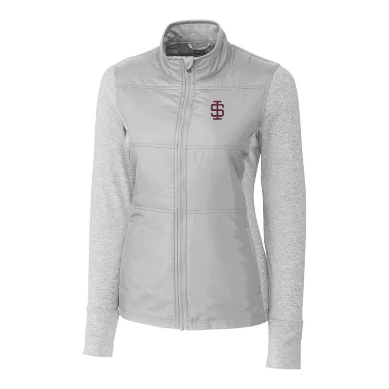 Shop Cutter & Buck Gray Southern Illinois Salukis Vault Stealth Hybrid Quilted Full-zip Jacket