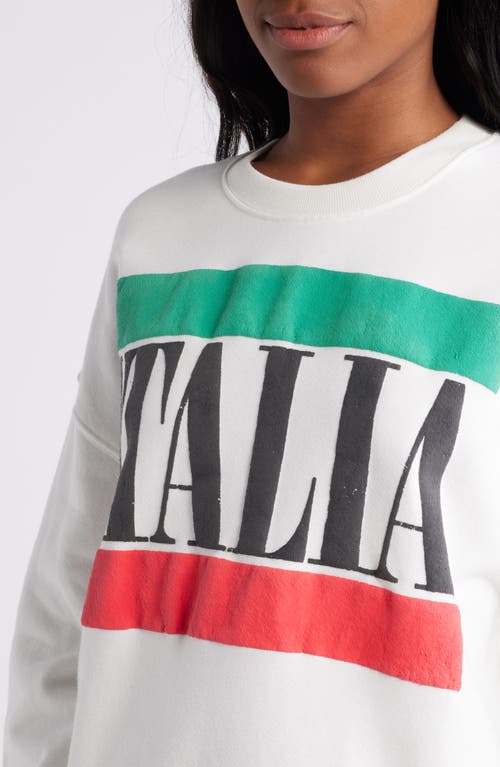 Daydreamer Italia Cotton Graphic Cotton Sweatshirt In Vintage White