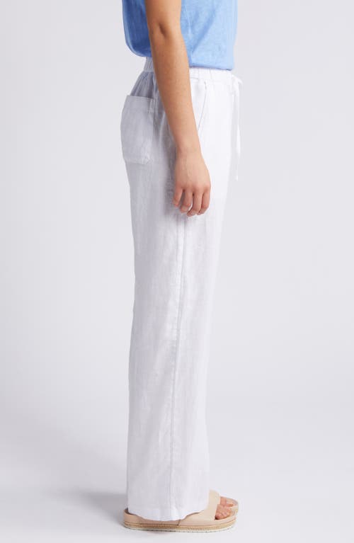 Caslon Drawstring Wide Leg Linen Pants In White