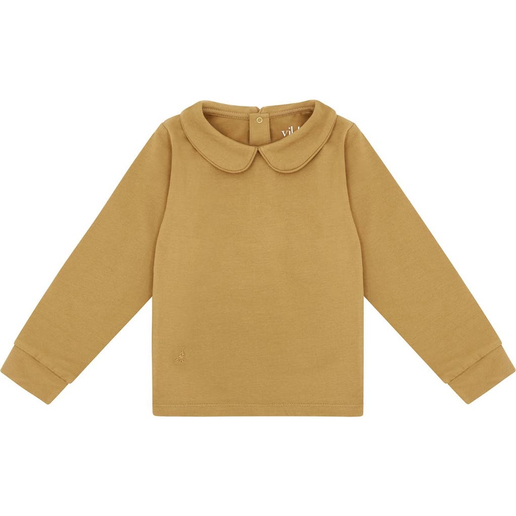 Vild House Of Little Ls Organic Cotton Collared Shirt In Clever Camel