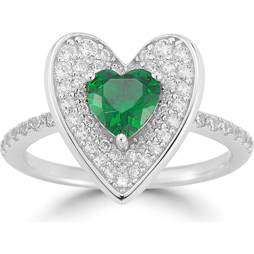 Sphera Milano Cz Pavé Double Heart Ring In Silver