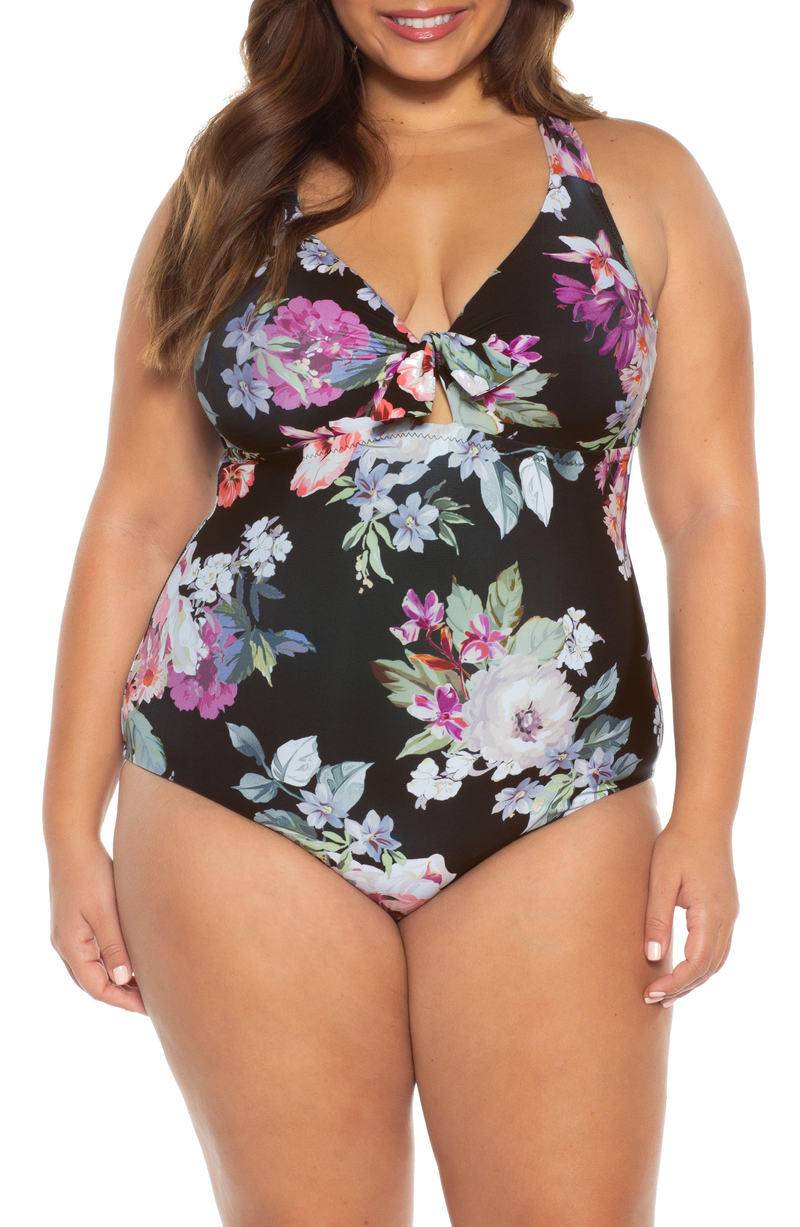Plus Size Becca Etc. Spring Fling One-Piece Swimsuit, Black
