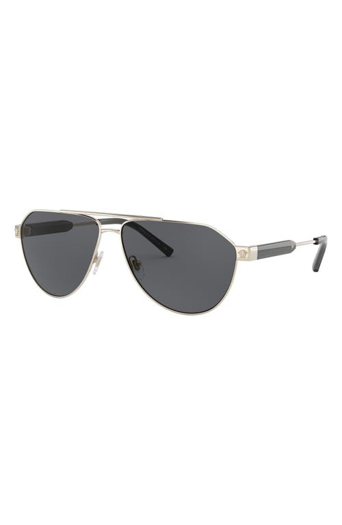 Shop Versace 62mm Oversize Aviator Sunglasses In Gold/grey Solid