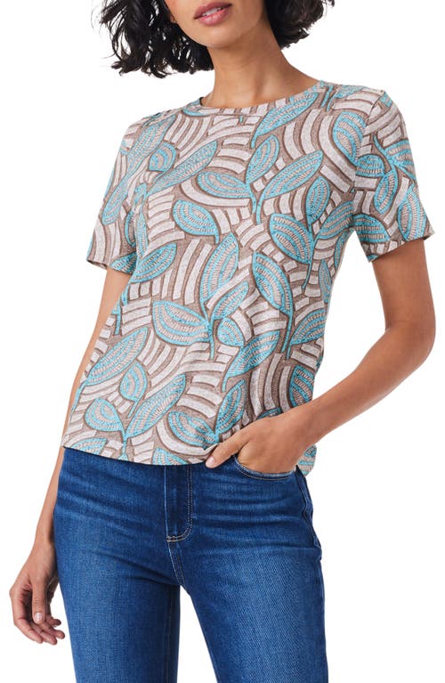 NZT by NIC+ZOE Mosaic Leaf Print T-Shirt in Neutral Multi at Nordstrom, Size X-Small