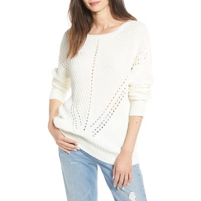 Noisy May Blake Pointelle Sweater, White