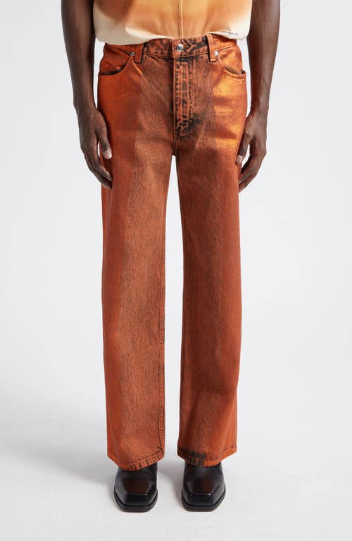 Metallic Wide Leg Jeans in Copper