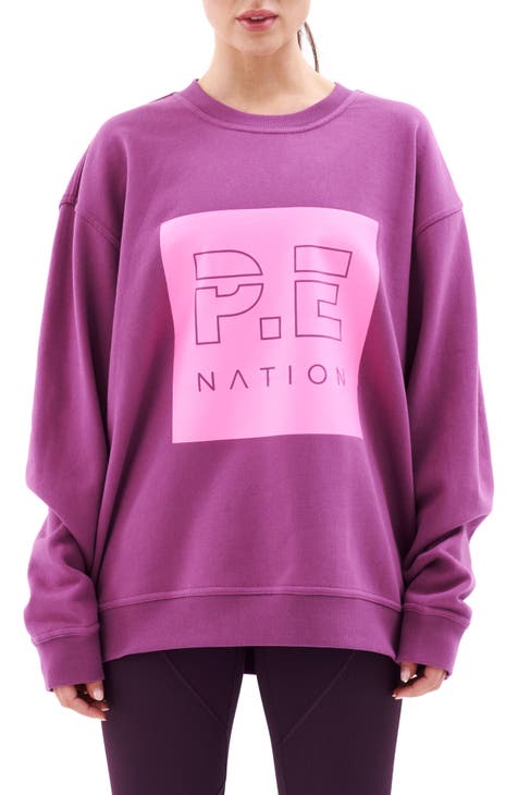 Love Pink VICTORIA'S SECRET Big Logo Spell Out Purple Sweatshirt Sweater  Womens Medium 