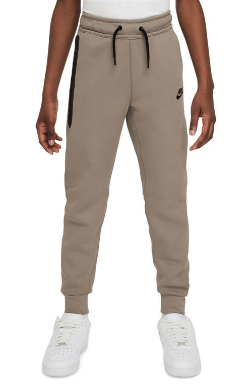 Shop Nike Kids' Tech Fleece Joggers In Khaki/black/black