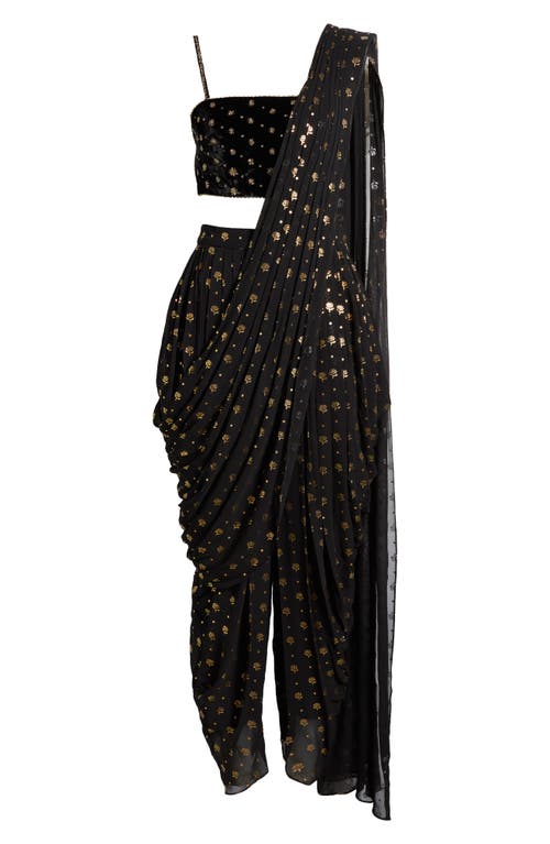 Shop Sani Farah Dhoti & Dupatta Set In Black