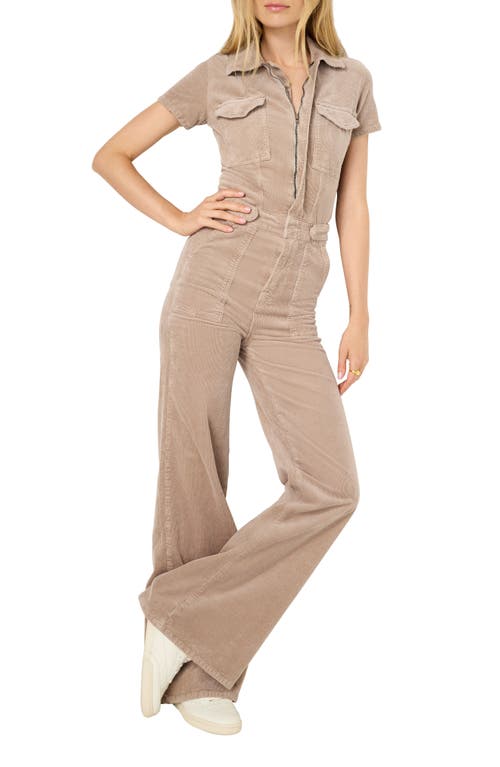 Good American Fit For Success Corduroy Palazzo Jumpsuit In Flax001