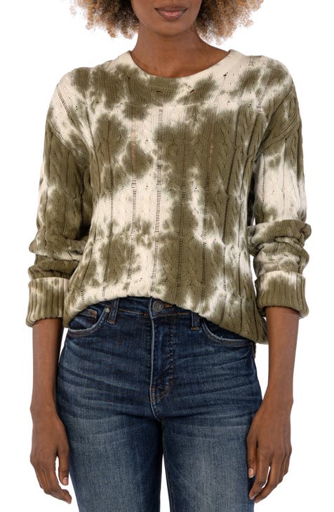 BOSS - Cotton sweater with tie-dye print