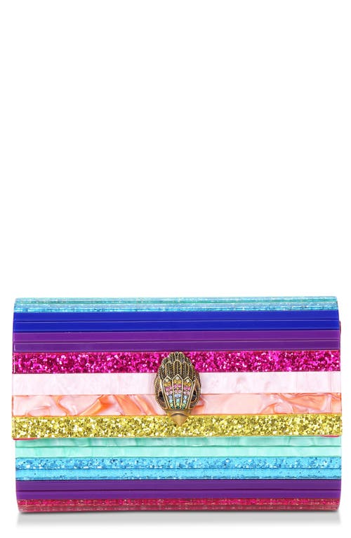 Shop Kurt Geiger London Party Eagle Clutch In Pink/blue Multi