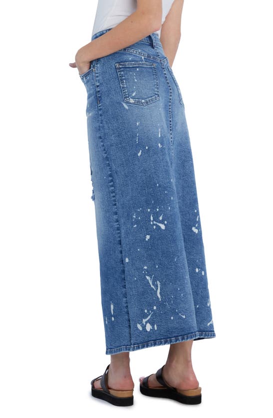Wash Lab Denim Beloved Distressed Denim Maxi Skirt In Beloved Blue