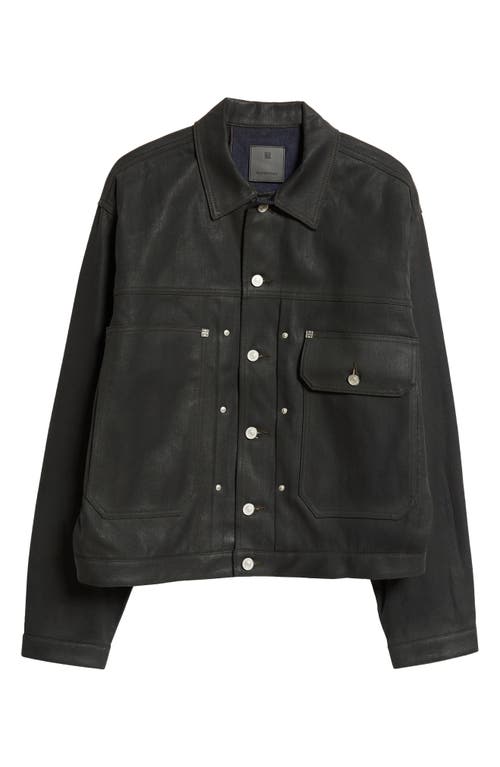 Shop Givenchy Coated Denim Trucker Jacket In Black