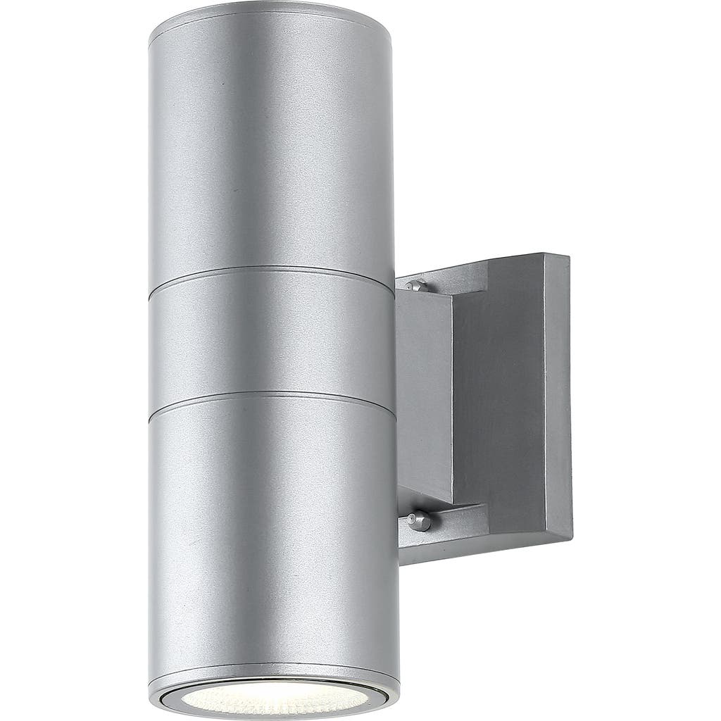 Jonathan Y Duo 2-light Modern Midcentury Cylinder Outdoor Metal/glass Integrated Led Sconce With Upl In Silver