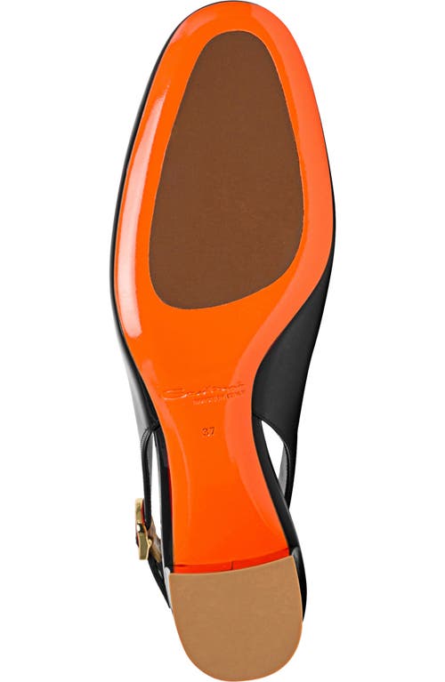 Santoni New Manet Black Sling Back In Black