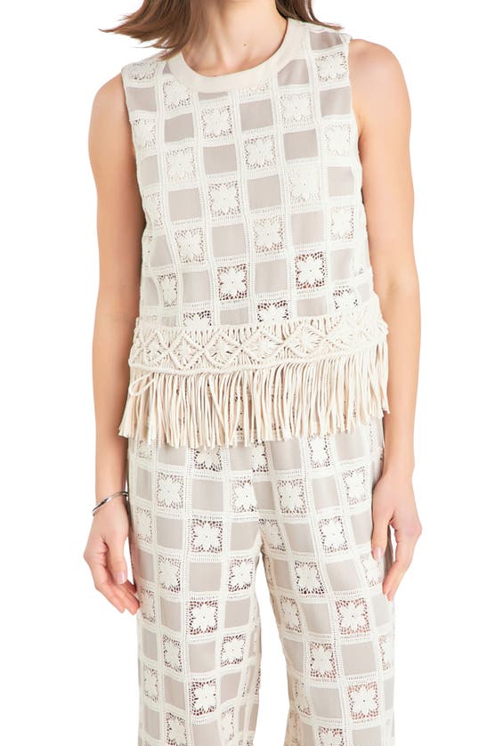 Shop English Factory Crochet Lace Patchwork Tank In Beige Multi