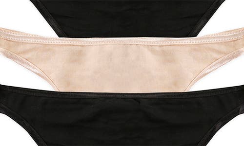 Felina Bare Essentials 3-pack Thongs In Bare/black