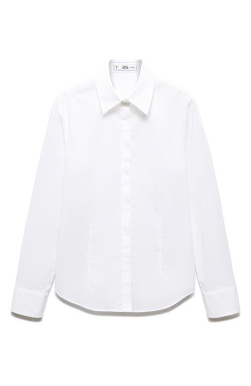 Shop Mango Fitted Button-up Shirt In White