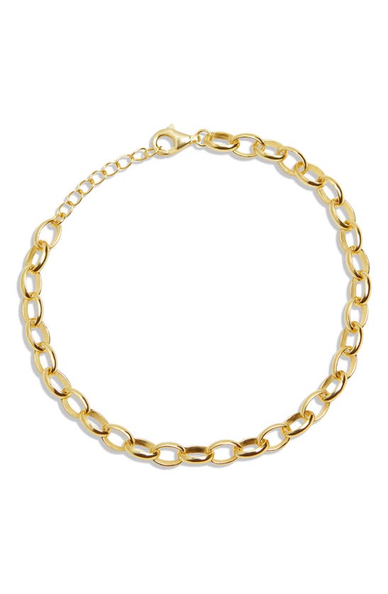 Shop Argento Vivo Sterling Silver Oval Chain Bracelet In Gold
