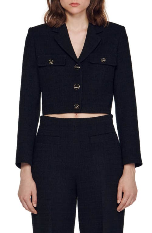Edma Tweed Crop Blazer in Black