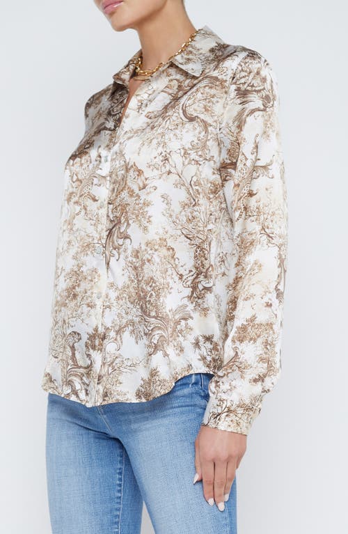 Shop L Agence L'agence Tyler Print Silk Button-up Shirt In Ivory/caramel