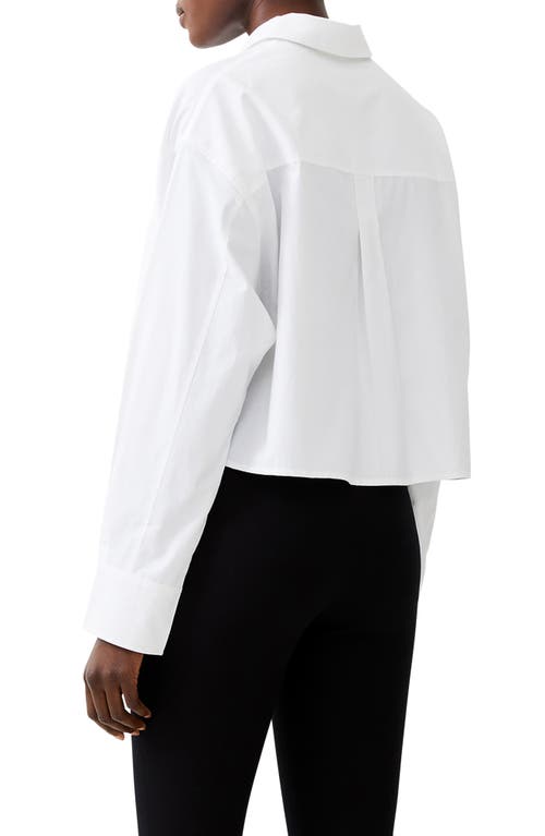 Shop French Connection Crop Poplin Button-up Shirt In Linen White