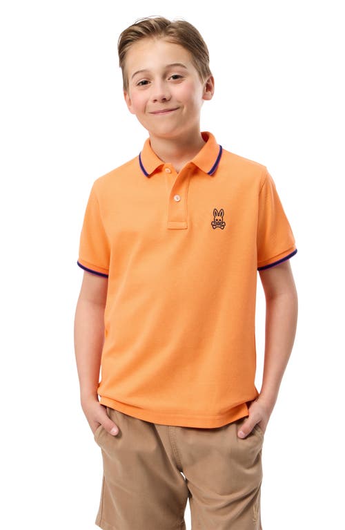 Shop Psycho Bunny Kids' Bunny Tipped Piqué Polo In Nectarine