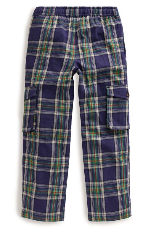 Shop Boden Mini  Kids' Plaid Cotton Flannel Cargo Pants In Navy/green Check