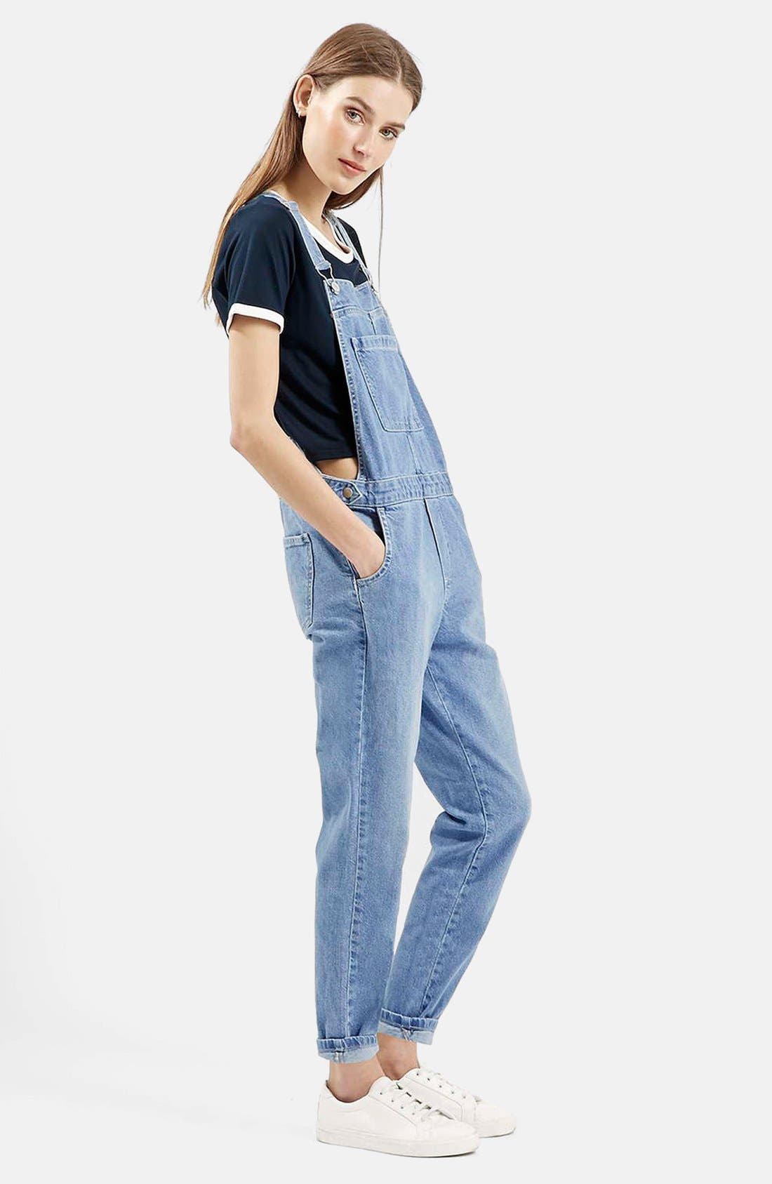 Moto Straight Leg Overalls (Mid Denim) Nordstrom