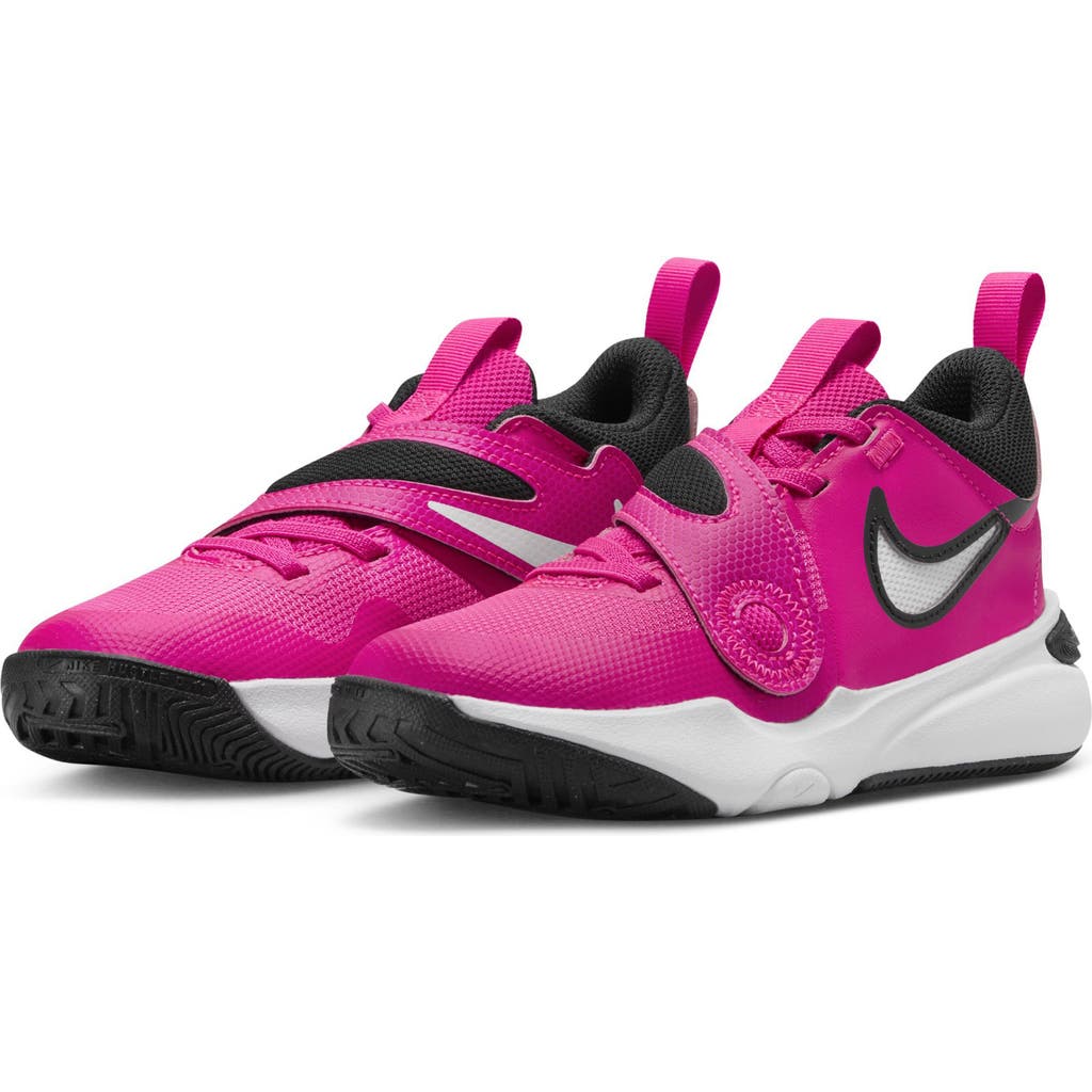 Nike Kids' Team Hustle D 11 Basketball Sneaker In Fierce Pink/black/white