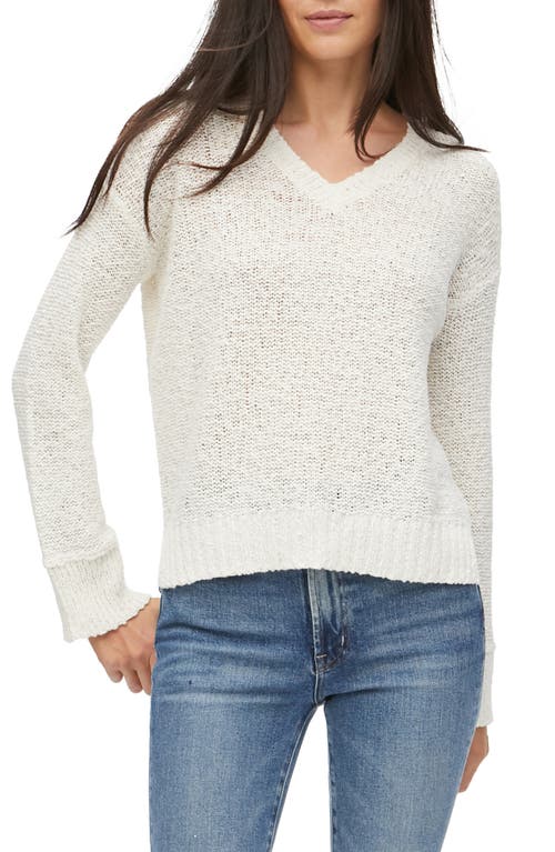 Michael Stars Janie V-Neck Cotton Sweater in Chalk