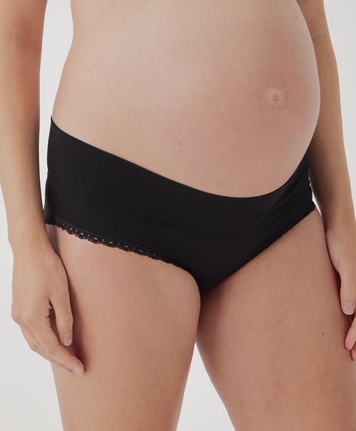 Pact Organic Maternity Foldover Hipster 4-pack In Black