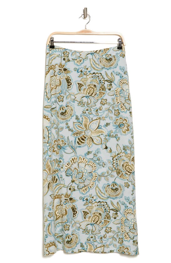 Shop Vince Camuto Paisley Floral Challis Midi Skirt In Wan Blue-434