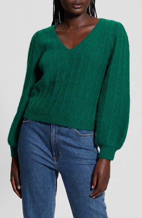 Shop Guess Madeline Pointelle Detail Sweater In Adventurous Green