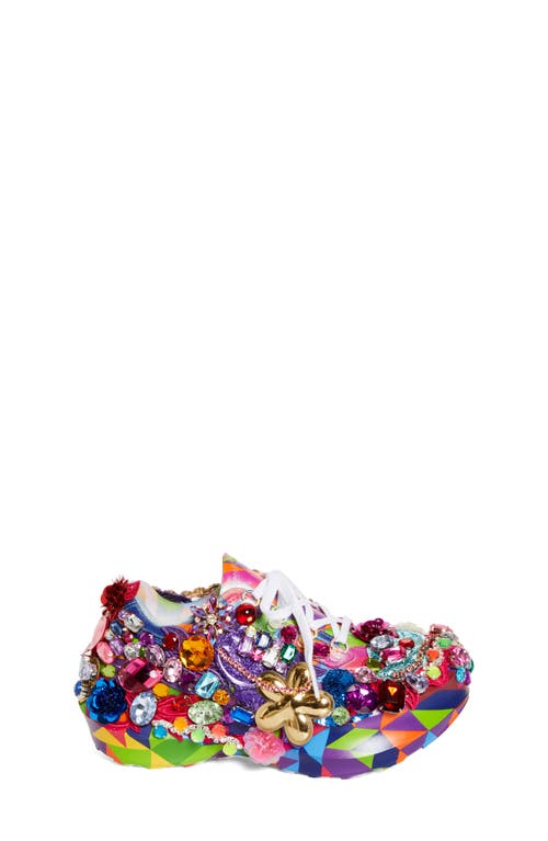 Comme Des Garçons X Salomon Glass Crystal Embellished Sneakers In Pink Multi