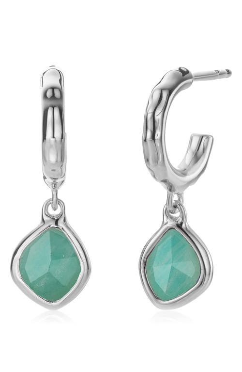 Monica Vinader Siren Mini Nugget Drop Earrings In Silver/amazonite