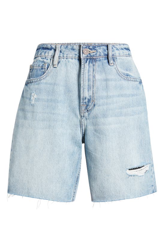 Hidden Jeans Raw Hem Denim Bermuda Shorts In Light Wash