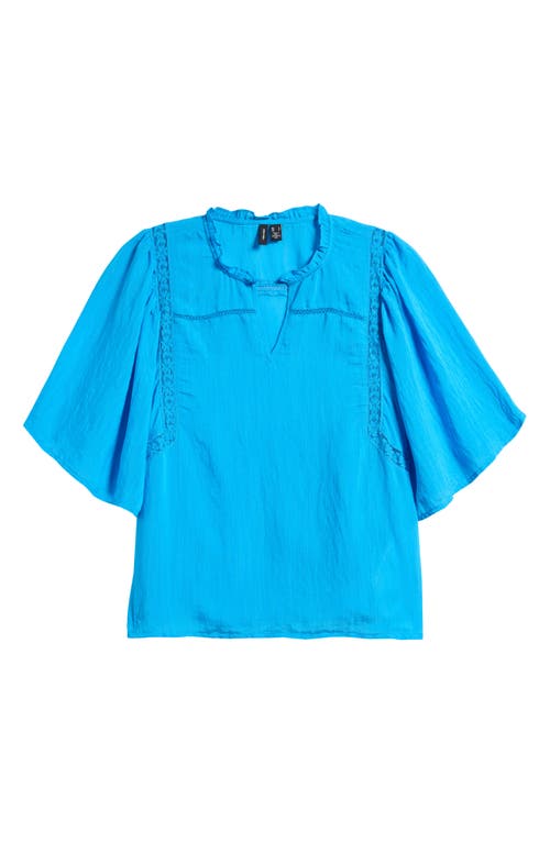 Shop Vero Moda Luca Lace Trim Top In Dresden Blue