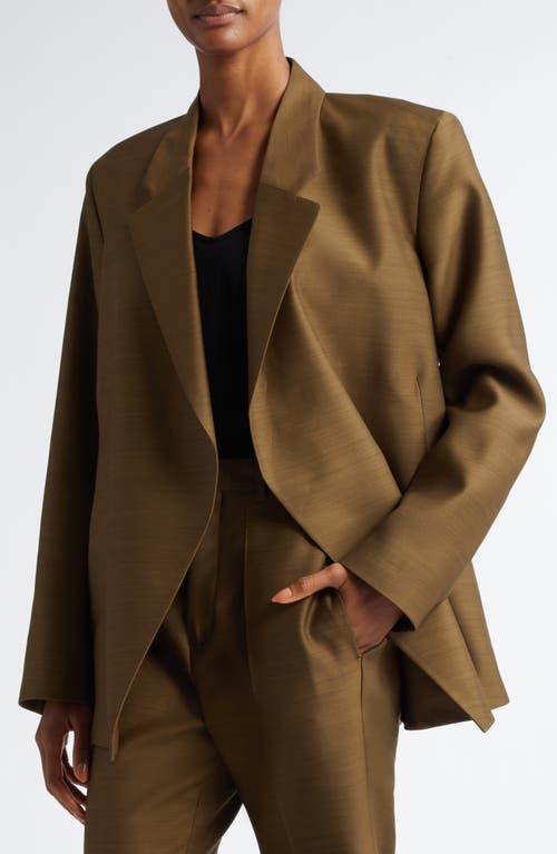 Shop Bite Studios Polus Asymmetric Wool & Silk Blazer In Moss