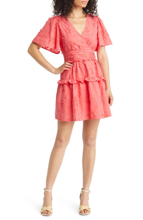 Madie Embroidered Flutter Sleeve Dress