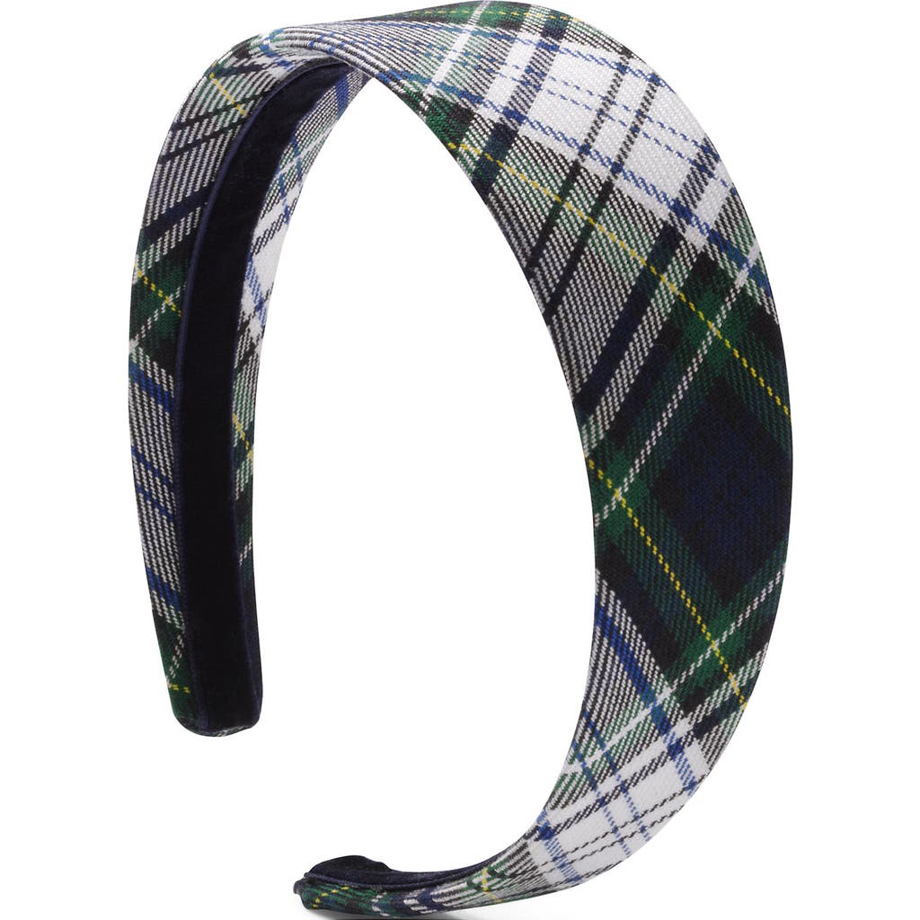 Lands' End Girls Wide Headband In White Plaid