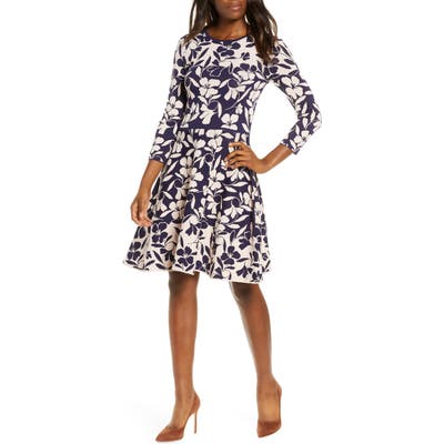 Eliza J Fit & Flare Sweater Dress, Blue