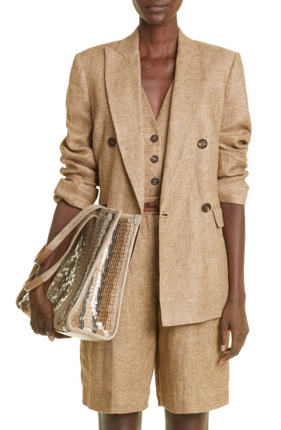 Brunello Cucinelli｜JACKETS (MH5862864 C495) Brunello Cucinelli Gold Linen Pa Metallic Coat Woman | IsuiT